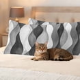 thumbnail image 3 of Outdoor Pillow Covers Pack of 2, Abstract Grey Black Gradient Stripes Waterproof Throw Pillowcase Cushion Cases, Modern Ripple Striped Decorative Pillow Cover for Couch Sofa Home Bed Patio, 3 of 14