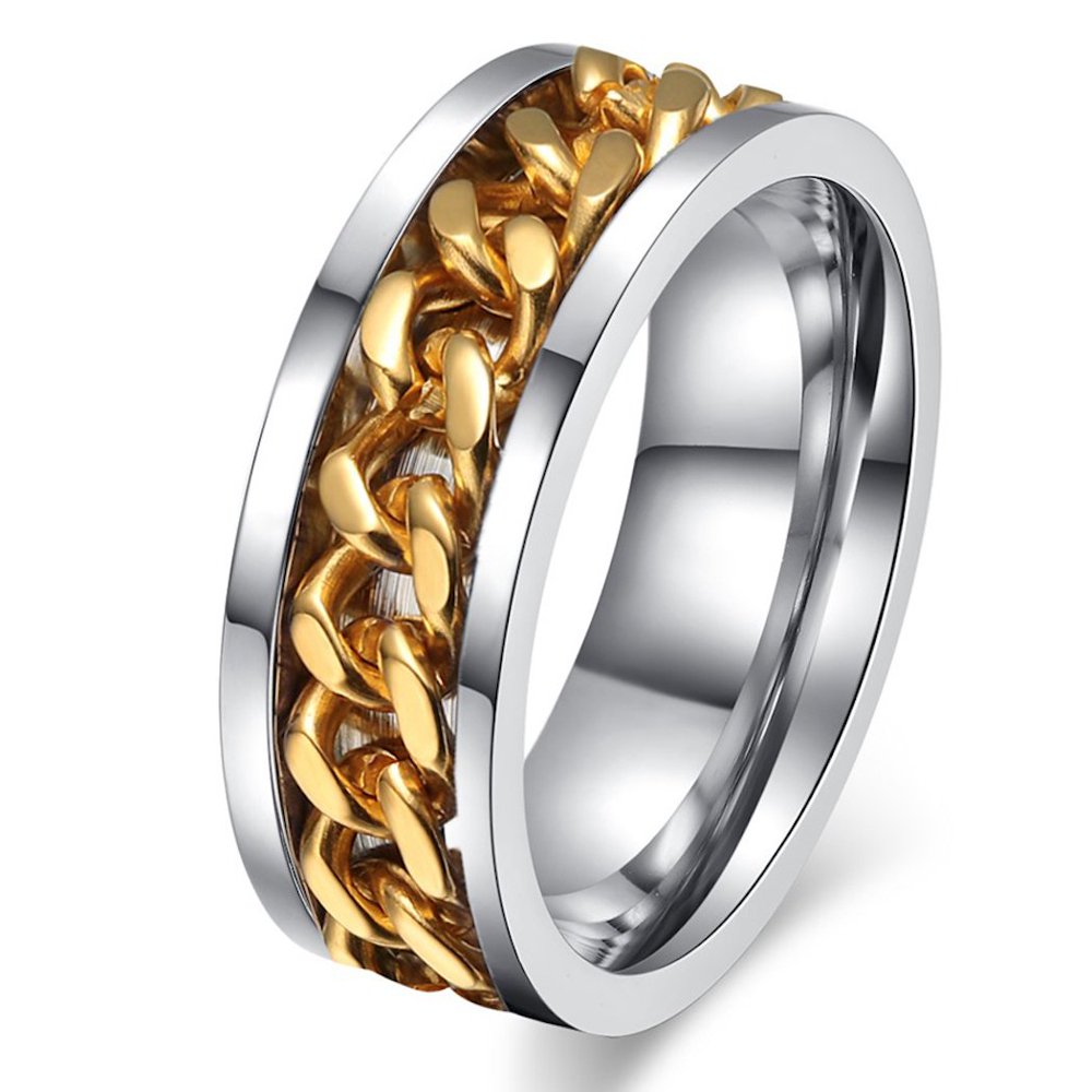 AIJ_ArcoIrisJewelry Men's Anxiety Calming Spinner Ring Stainless