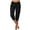 A-Black, variant on Women's Capris Pants knitted Tight Elastic Waist Drawstring Sports with Pockets Lady Trousers