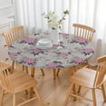 thumbnail image 3 of Pioneer Flower Floral Print Pattern Round Fitted Tablecloth with Elastic Edge,Dining Table Cover Waterproof,Outdoor Round Tablecloth for Camping,Dining,Indoor and Outdoor, 3 of 7