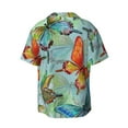thumbnail image 2 of Xecao offers the Retro Seamless Flying Butterflies for Men's Casual Short-sleeved Shirt, a button-up collared shirt with a pocket, perfect for beach vacations and yacht travel in the 3X-Large size., 2 of 7