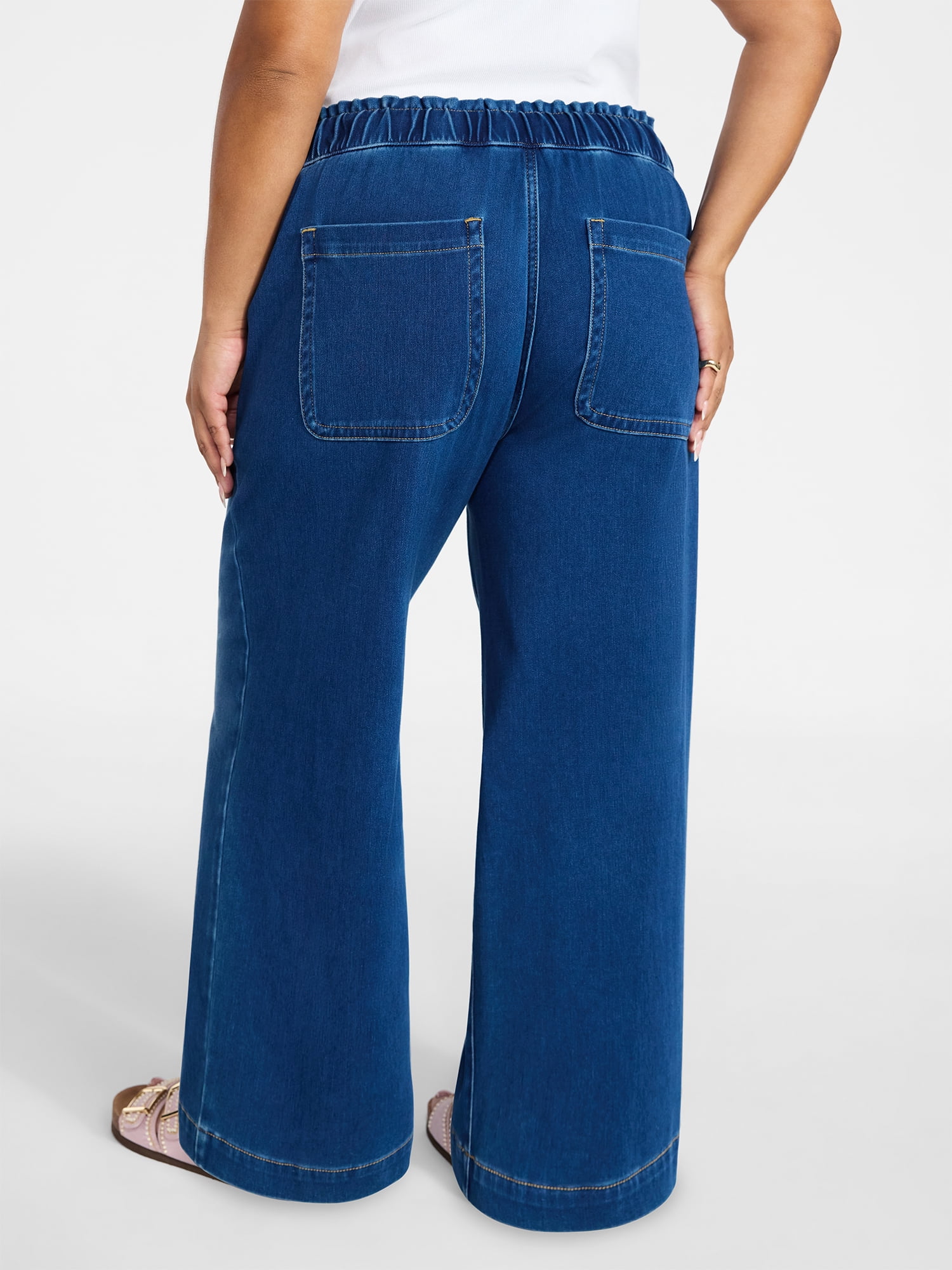 Terra & Sky Women's Plus High Rise Knit Denim Pant, 27" Inseam, Sizes 0X-4X