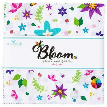 Bloom Riley Blake Stacker by Kristy Lea of Quiet Play; 42 - 5" Precut Fabric Quilt Squares