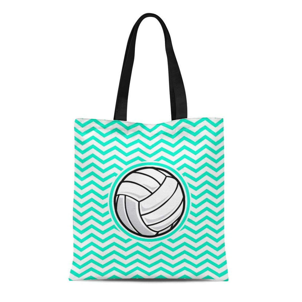 ASHLEIGH Canvas Tote Bag Sports Volleyball Aqua Green Cool Cute Athlete