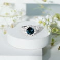thumbnail image 3 of Rosec Jewels Natural London Blue Topaz Engagement Ring with Moissanite Halo (8 mm Round, AAA Grade) - with Jewelry Box, 18K White Gold, US 7.00, 3 of 7
