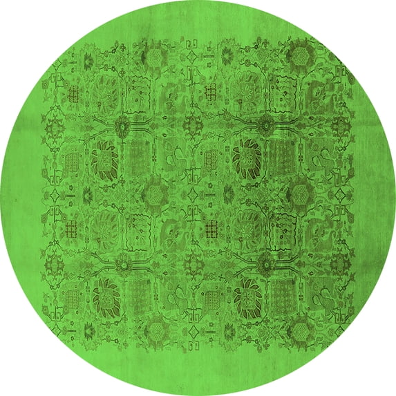 Ahgly Company Indoor Round Oriental Green Industrial Area Rugs, 8' Round