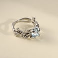 thumbnail image 3 of Guodhu Fashion Vintage Blue Gem Ring Silver Aquamarine Ring Eternity Engagement Wedding Rings Women's Cocktail Party Rings Eternity Valentine's Promise Ring Jewelry Gift for Women, 3 of 9
