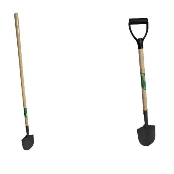 Farm Tuff 6.25" wide round point shovels, set of two -33 in & 48 in. handles