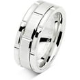 thumbnail image 2 of FILLMOR Tungsten Rings for Men Wedding Band White Gold Brick Pattern Rhodium Plated Sizes 8-16, 2 of 6