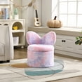 thumbnail image 3 of Guyou Cute Kids Storage Stool, Upholstered Kids Reading Chair with Butterfly Shaped Back, Faux Fur Toddler Chair with Storage for Playroom Kindergarten Bedroom, Colorful Purple, 3 of 5