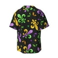 thumbnail image 2 of Haiem Mardi Gras Carnival4 Men's Casual Shirts Short Sleeve Button Down Shirts Fashion Textured Summer Beach Shirt-Large, 2 of 7