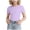 Purple, variant on UACY Girls Short Sleeve Shirts Kids Ribbed Knit Side Ruched Tops Crew Neck Slim Fit Tees Summer Basic Cute