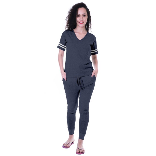 Moomaya Ensemble de Nuit Simple pour Femmes avec Pyjama en Coton 2 Pcs Chemises de Nuit-F3c
