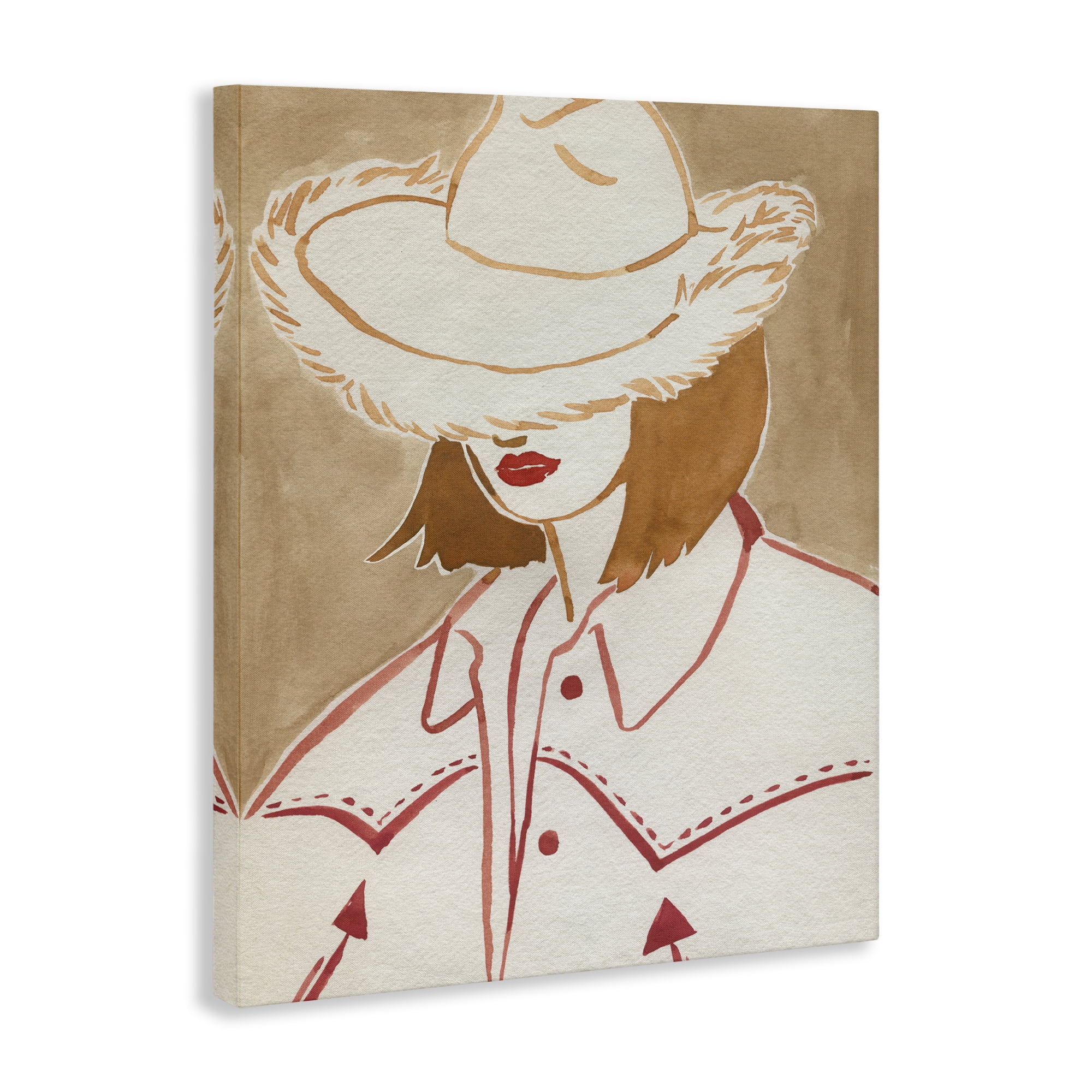 Stupell Industries Western Fashion Woman People Painting Wrapped Canvas Art Print Wall Art, 30 x 40