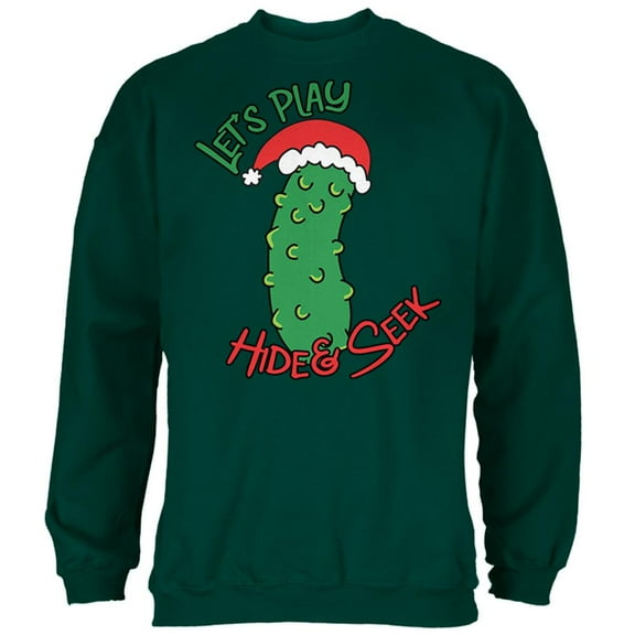 Christmas Pickle Hide And Seek Funny Mens Sweatshirt Forest Green LG