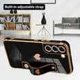 thumbnail image 4 of Designed for Samsung Galaxy S21 Case with Strap Luxury Love Heart Plating Gold Bumper Phone Cover Wristband Kickstand Full Body Protective Slim Case for Women - Black, 4 of 5