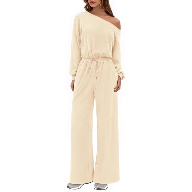 Mono Enterizo PRETTYGARDEN para Mujer, Color Albaricoque, Pierna Ancha y Suelta, Talla L