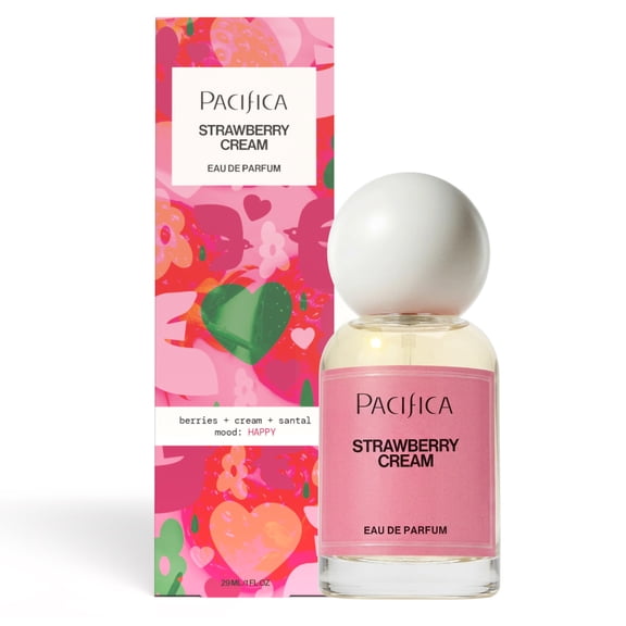 Pacifica Eau De Parfum Strawberry Cream, Perfume for Unisex, Atomizing Spray, 1 fl oz,