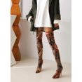 thumbnail image 2 of Women's Sexy Printed Stretchy Thigh High Boots Pointy Toe Stiletto Heel Booties Over The Knee High Heel Boot, 2 of 15
