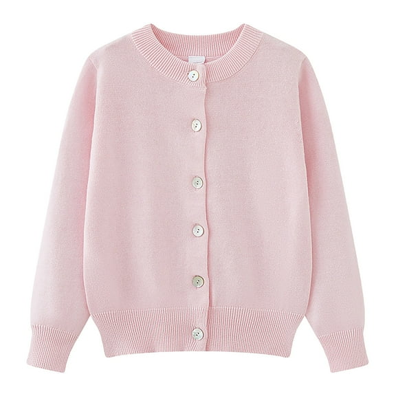 Mercatoo Kids Girls Cardigan Sweater School Knitted Clothes Button Long Sleeve Knit Solid Sweaters Fall Winter Casual Tops