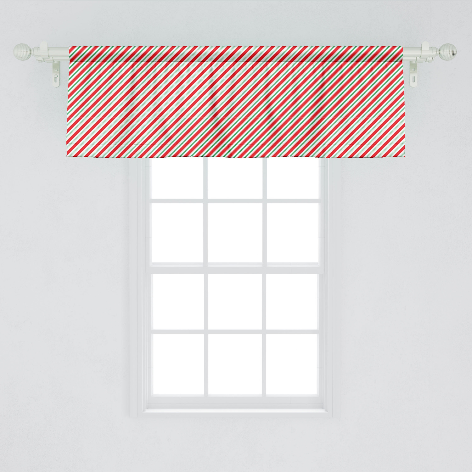Ambesonne Candy Cane Window Valance, Bicolor Stripes and Lines