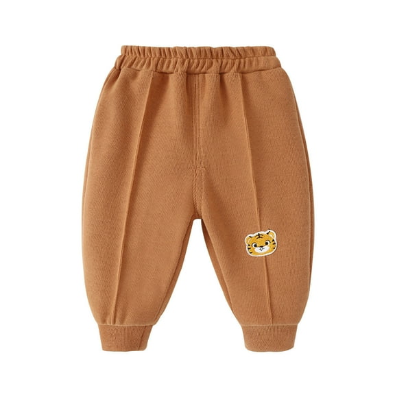 Odeerbi Toddler Boys Girls Fleece Bloomers Pants Cotton Bloomers Diaper Cover Children's Winter Thermal Plush Jogger Pants Solid Color Print Warm Buttocks Pants Full Length Pants Coffee