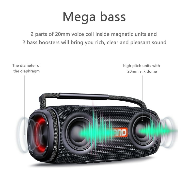 X6 Portable Bluetooth Speaker – 20W 5200mAh Bass, IPX6 Waterproof