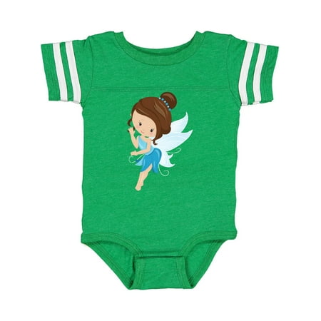 

Inktastic Cute Fairy Brown Hair Fairy In Blue Dress Gift Baby Girl Bodysuit