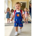 thumbnail image 6 of Yuemengxuan Toddler Boy Back to School Shorts Overalls Letter Apple Embroidery Sleeveless Jumpsuit, 6 of 9
