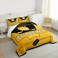 thumbnail image 3 of Homewish Hockey Sport Theme Full Size Comforter Sets,Ball Gamer Bedding Comforter Set,Yellow Black Bedding Sets For Kids,Microfiber Bedroom Decor Reversible,3 Pieces, 3 of 8