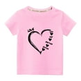 thumbnail image 1 of Penkiiy Haut à Manches Courtes Imprimé Cœur pour Enfants Garçons Filles, Col Rond, Couleur Unie, 9-10 Ans, Rose, 1 of 6