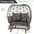 NICESOUL Oversized Gray Wicker Double Rocking Egg Chair, Indoor/Outdoor