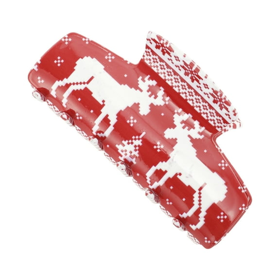 Unique Bargains 1 Pc Christmas Hair Clips Elk Snowflake Square Hairdo Clip for Christmas 3.35"x1.77"x1.97" Red White