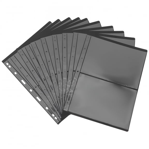 CCOCC 2026 New 10Pcs Stamp Pages 2 Lines Stamp Collectors Album Binder Stamp Collecting Pouches Stamp Holders Stamp Pockets for Album for Collecting,Organization,Storage,Display,Black