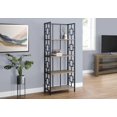 thumbnail image 2 of 62" 4 Tier Bookcase Dark TaupewithBlack Metal Etagere, 2 of 4