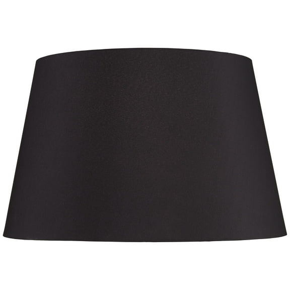 Springcrest Black Faux Silk Large Tapered Drum Lamp Shade 15" Top x 19.5" Bottom x 12" Slant x 12" High (Spider) Replacement with Harp and Finial