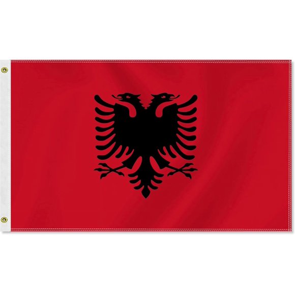 shiyou-3×5 FT Albania Flag, Large 75D Albanian National Outdoor Banner,Decor for Patio Garden with Brass Gromment