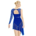 thumbnail image 2 of Lejafay Women Lyrical Dance Costume Single Sleeve Ballet Dance Leotard Royal Blue XL, 2 of 7