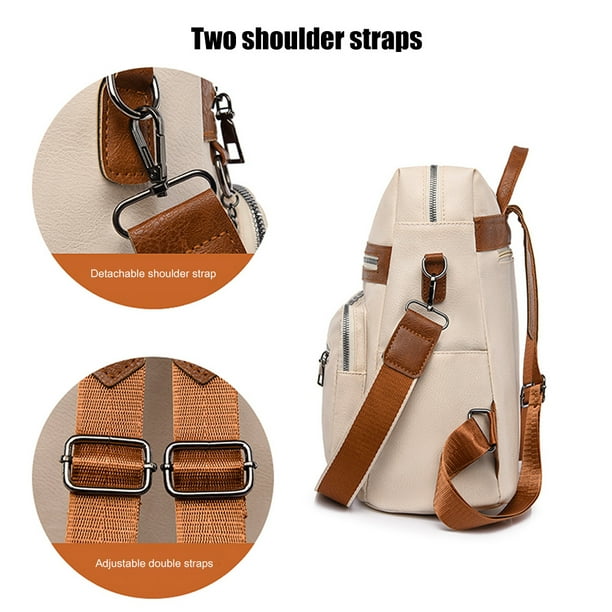 Bolsa Mochila unisex de cuero de gran capacidad para viajes, mochila antirrobo (beige) Likrtyny Para Estrenar
