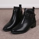 thumbnail image 4 of Zapatos Botines para mujer Botas laterales con cremallera y decoración con tachuelas de hebilla para mujer botines de tacón grueso con punta en Retro botas zapatos de mujer botines (Black 8.5), 4 of 7