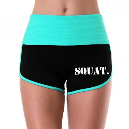 Women's Army Squat V432 Mint/Black Athletic Workout Yoga Shorts