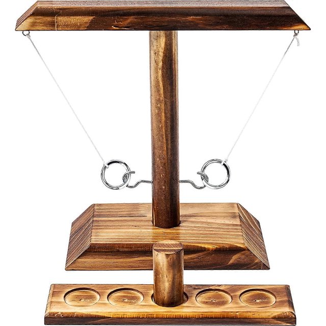UBIUO Ring Toss Game, Ring Toss with Shot Ladder, Fun Hook and Ring Game, Handmade Wooden Interactive Game for Home, Party