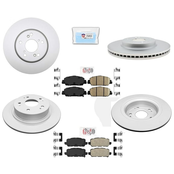Front & Rear Coated Brake Rotors & Ceramic Brake Pads Fits 2016-2022 Honda HR-V