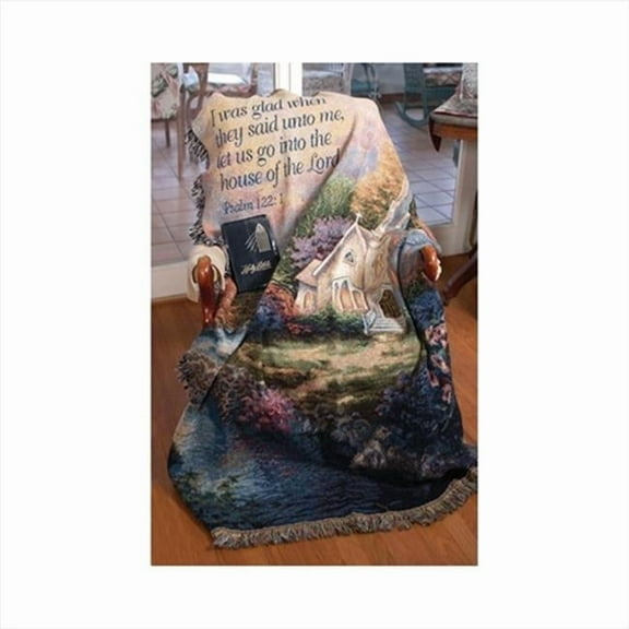 Church In The Country With Verse Tapestry Throw Blanket Fashionable Jacquard Woven 50 X 60 in.
