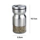thumbnail image 2 of Juego de botellas de condimento en polvo Dinheiro Orificio invertido ajustable - Botella de vidrio de acero inoxidable, 2 of 6