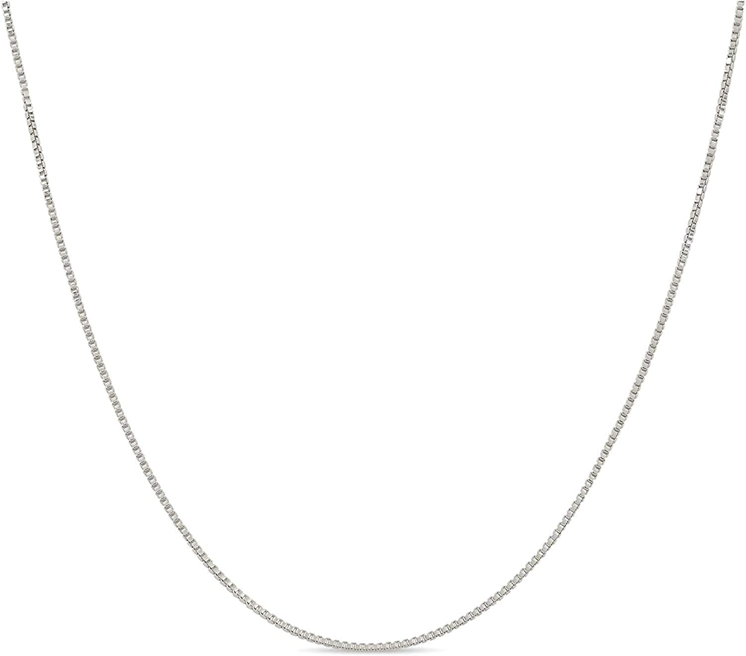 Sizes 12-40 Made in Italy Non Tarnish KEZEF Creations Sterling Silver 1mm Box Chain Necklace 