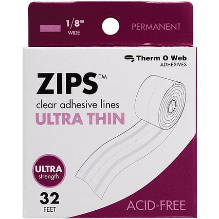 Zots Zips Clear Adhesive Lines, Memory, 16'L x 1/8"W x 1/64" Thick, 2pc
