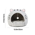 thumbnail image 3 of Convertible Cat Bed 2 in 1 Semi Enclosed Pet Bed All Seasons Warm Cozy Cat Ear Design for Indoor Cats Small Dogs Sleeping Hideout(S), 3 of 7