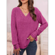 thumbnail image 4 of Camisas Tipo Túnica de Punto con Cuello en V, Larga y Botones Decorativos, Informales, Lisas, Suaves para Mujer Rosa Roja XL, 4 of 9