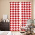 thumbnail image 3 of Red White Plaid Kitchen Curtains 96 Inch Length, Modern Farmhouse Buffalo Check Gingham Grommet Top Bedroom Living Room Curtains, Light Filtering Cafe Curtain Drapes 2 Panels Set 104''x96'', 3 of 9